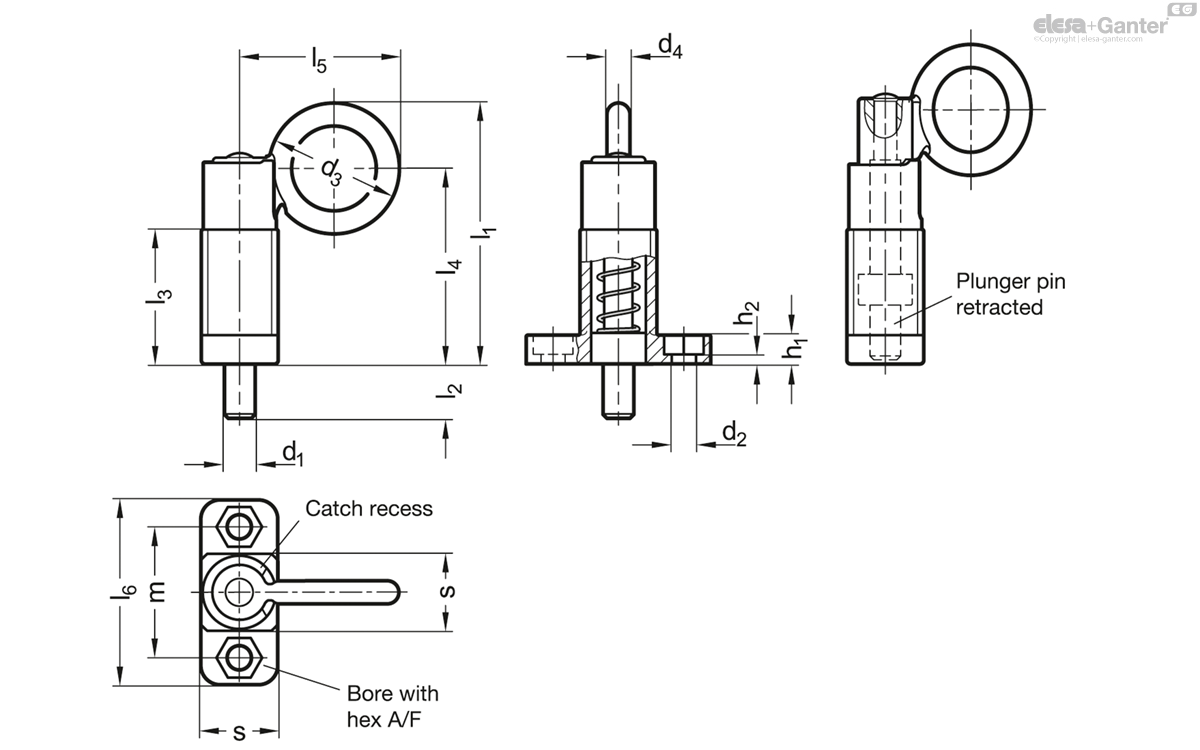 Acier inoxydable, avec position de repos, avec anneau de traction