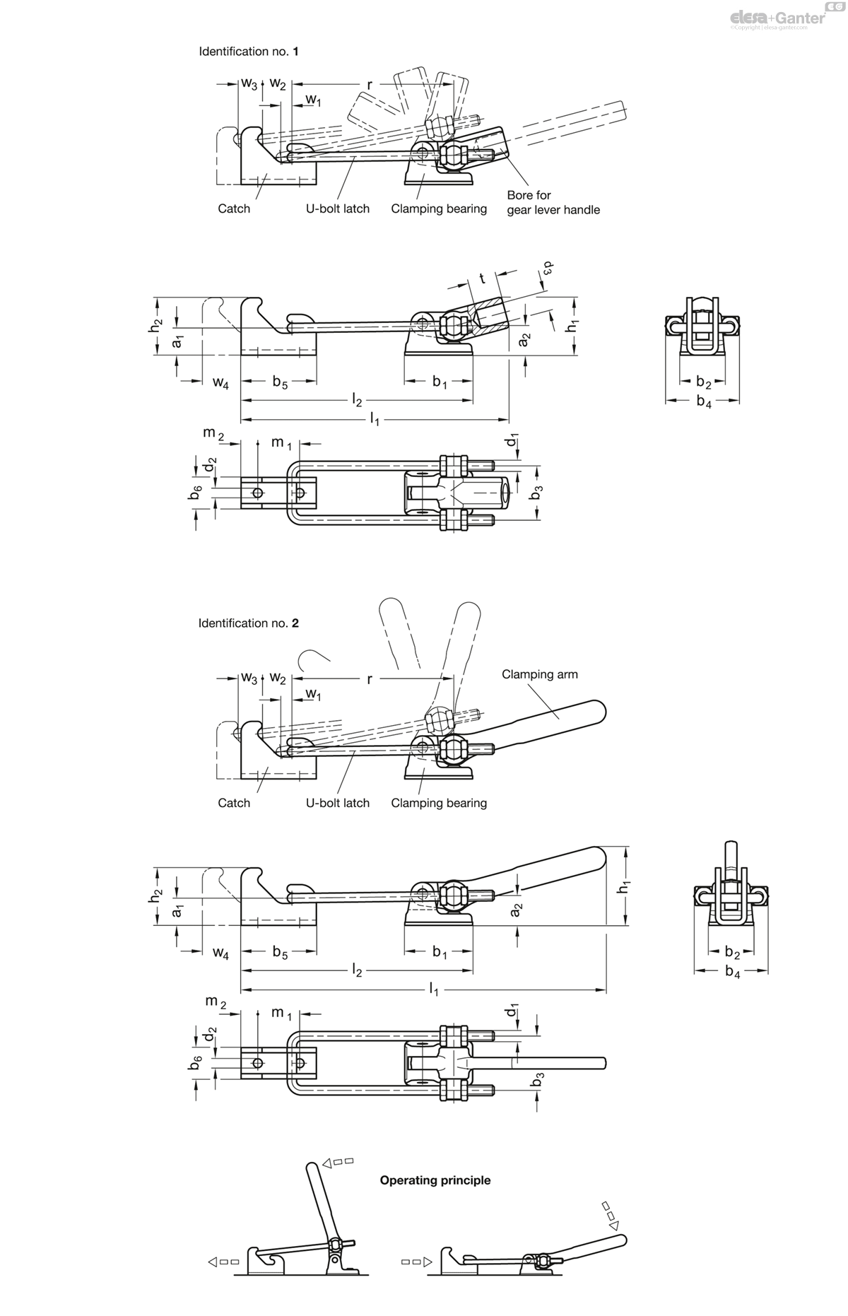 Latch type toggle clamps