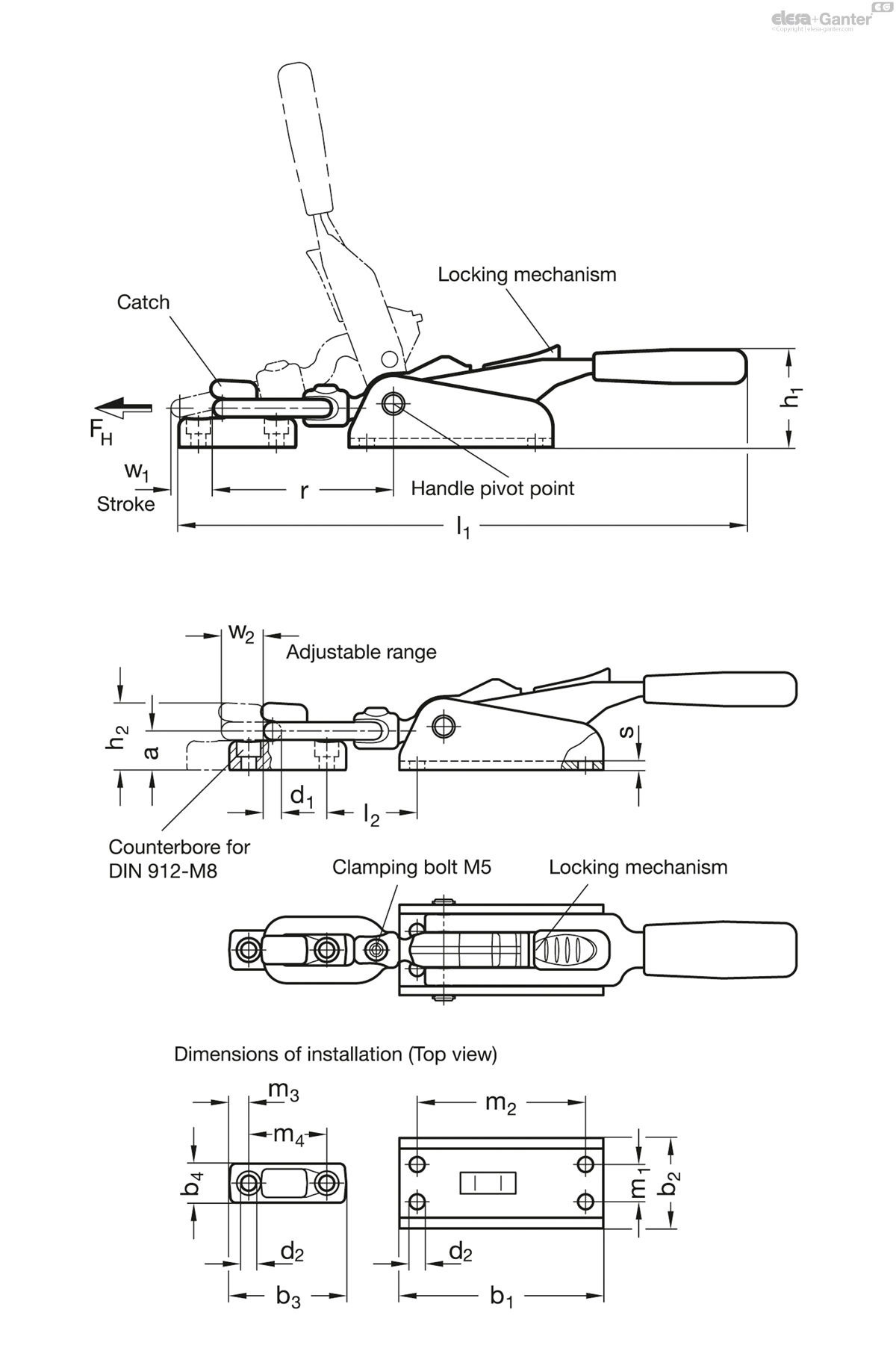 Latch type toggle clamps