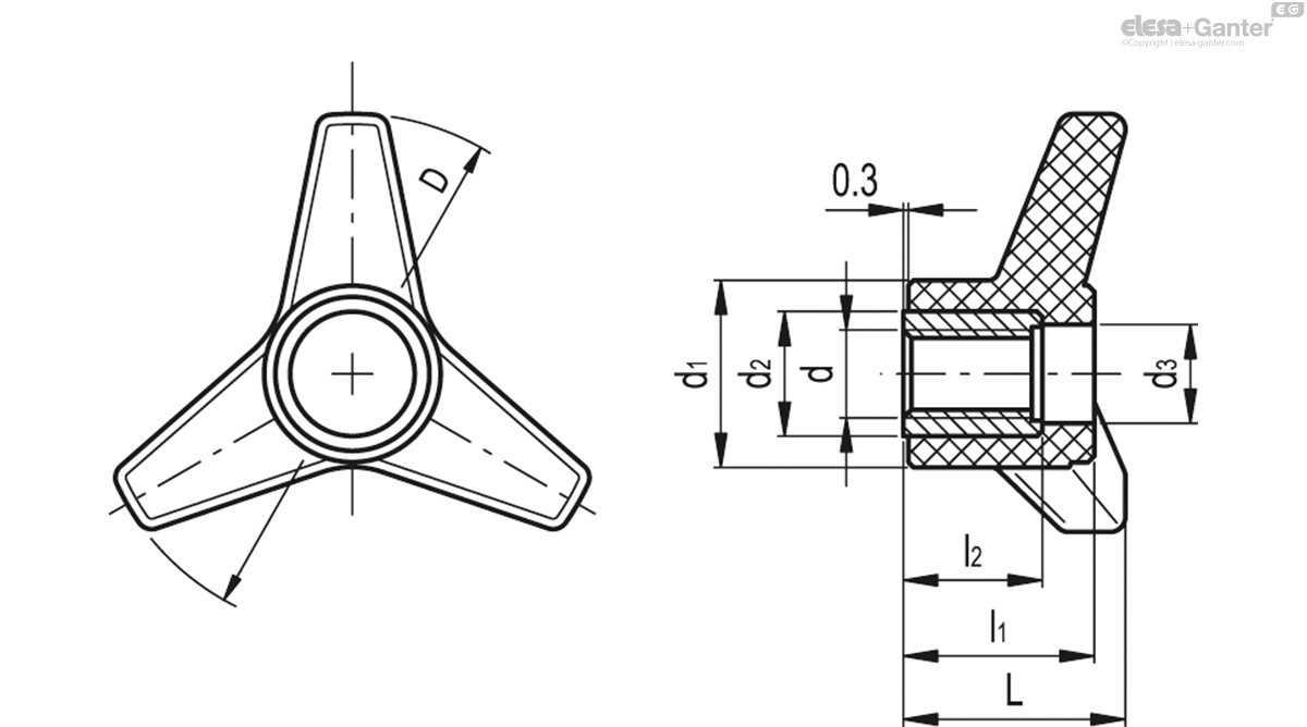 Threaded Pass Through Shell VB.639-FP-SST - Stainless steel boss, threaded pass-through hole