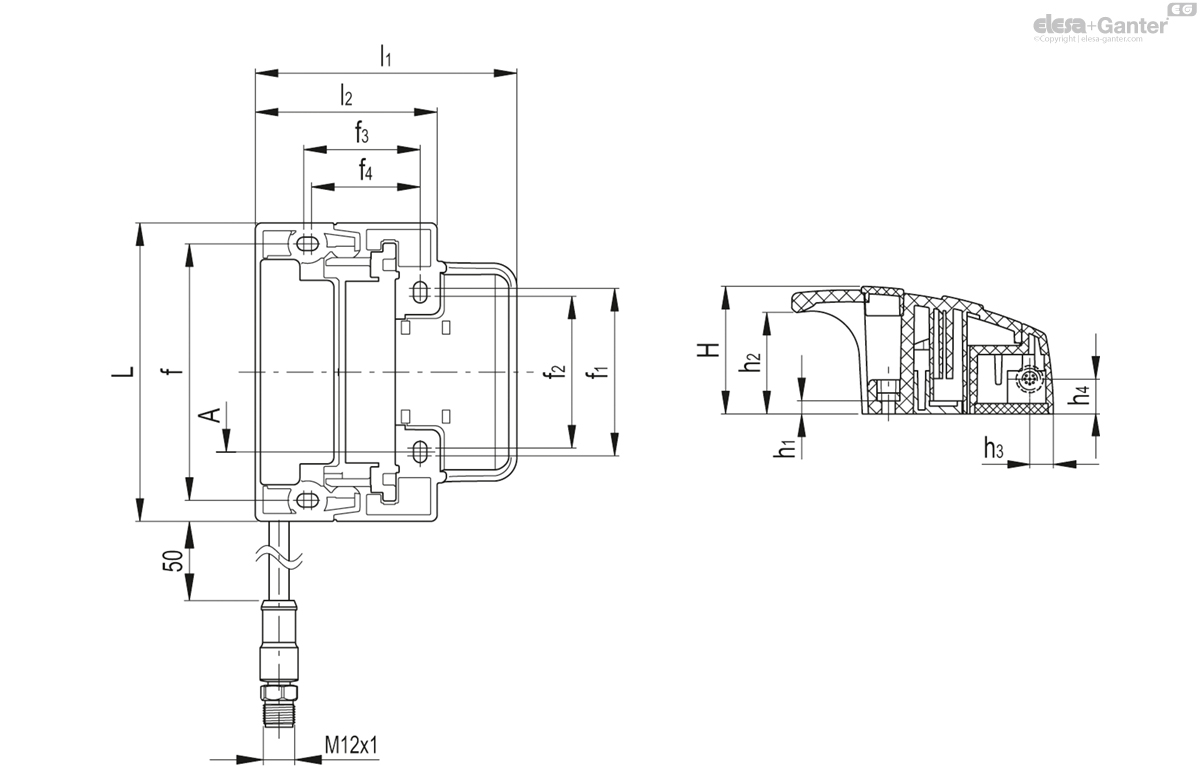 8 pole male connector, top axial output