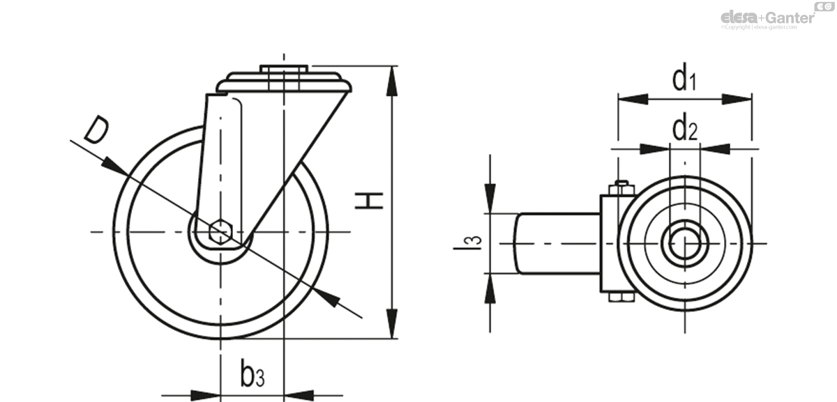 Turning plate bracket and centre pass-through hole, without brake