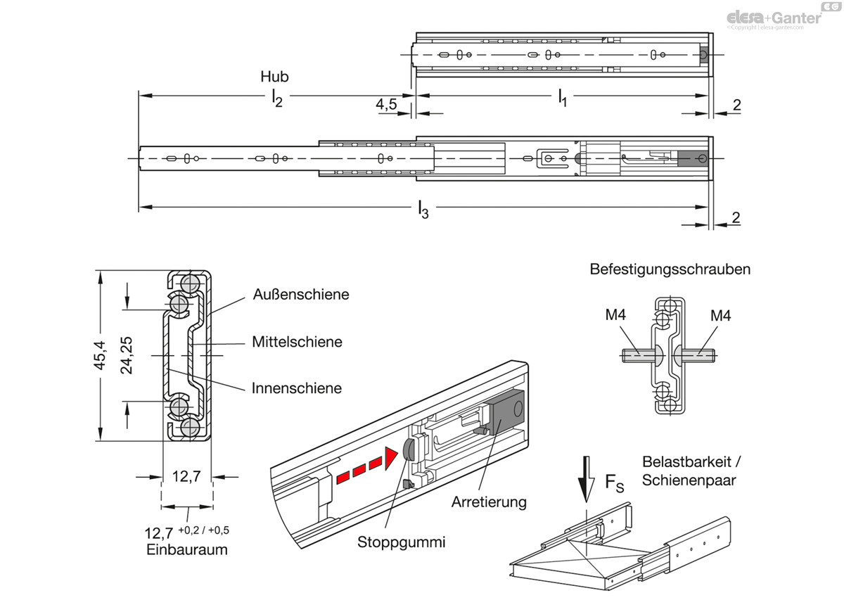 1418-550-F-1-ZB       (= 1 PAIR = 2 GUIDES ) drawing
