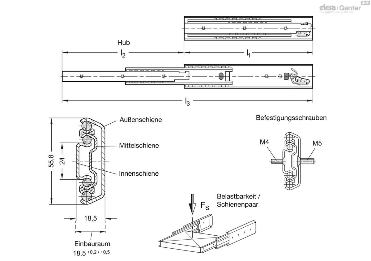 1422-350-B-2-ZB       (= 1 PAIR = 2 GUIDES ) drawing