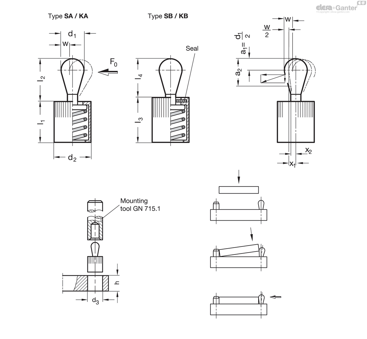 Thrust pin steel, without seal