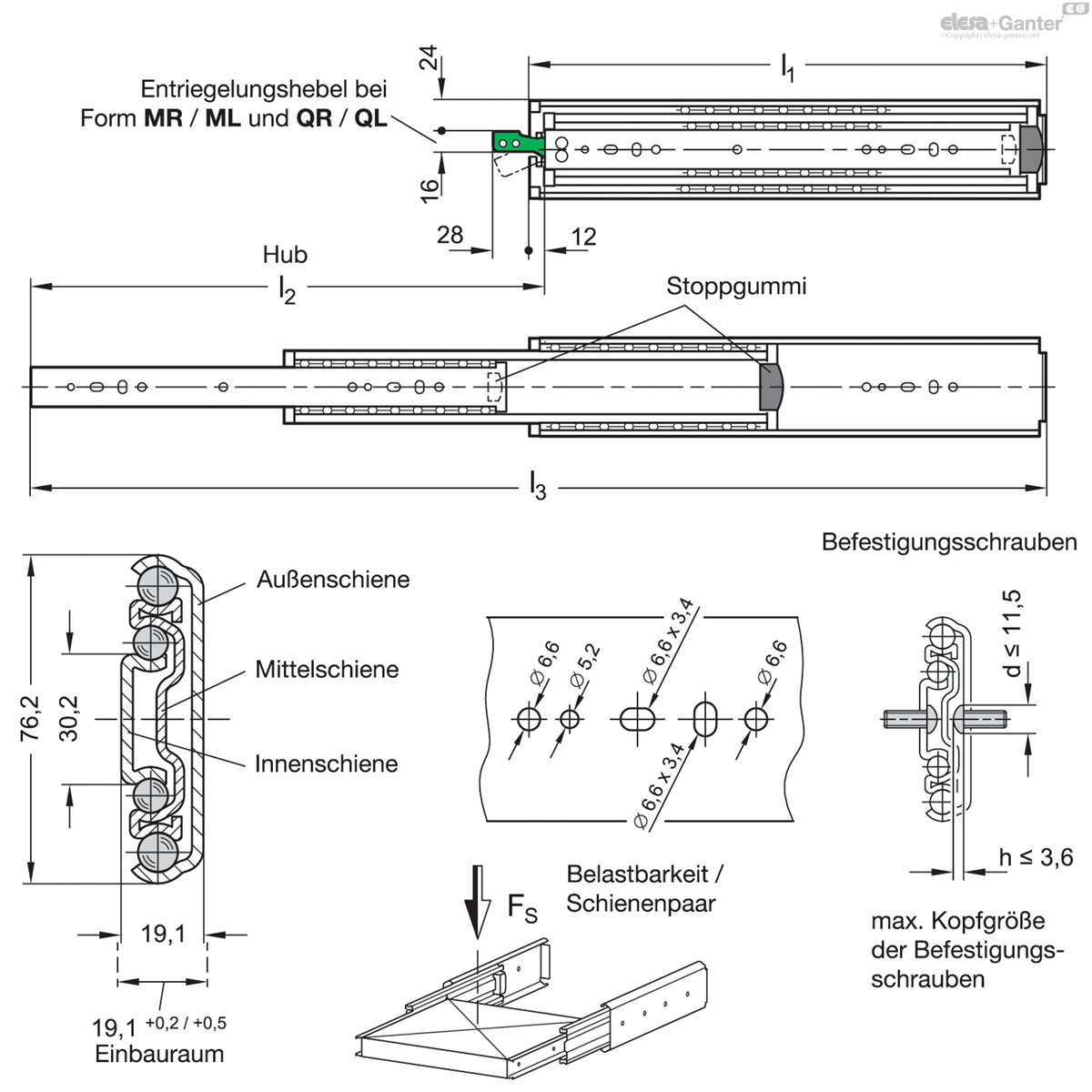 1440-600-B-1-ZB       (= 1 SINGLE GUIDE  = NO PAIR ) drawing