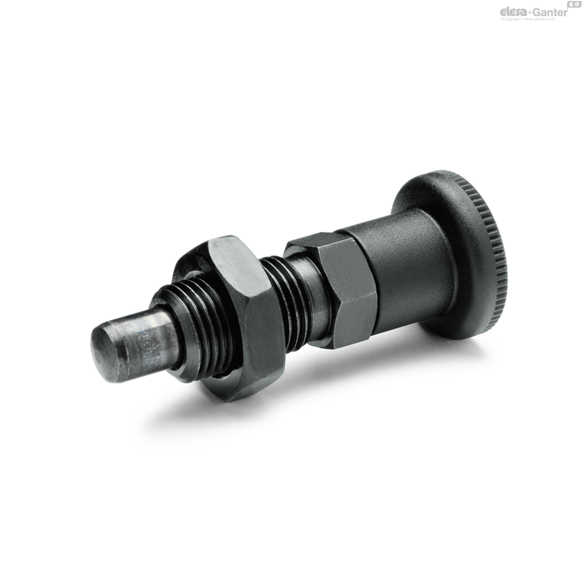 Steel, with plastic knob
