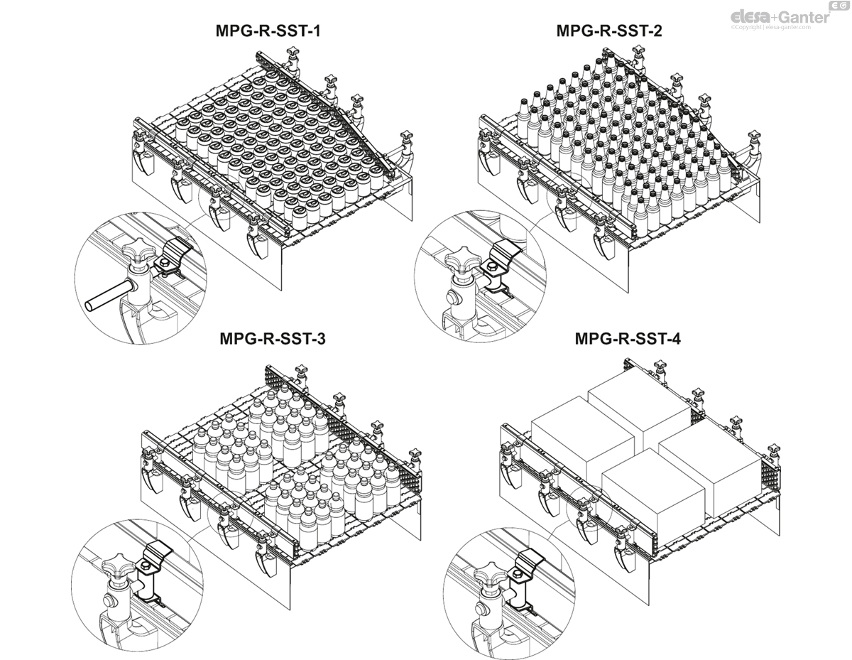 For three-track roller side guides
