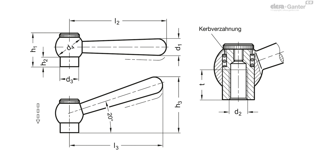 Verstellbare Kegelgriffe mit Innengewinde