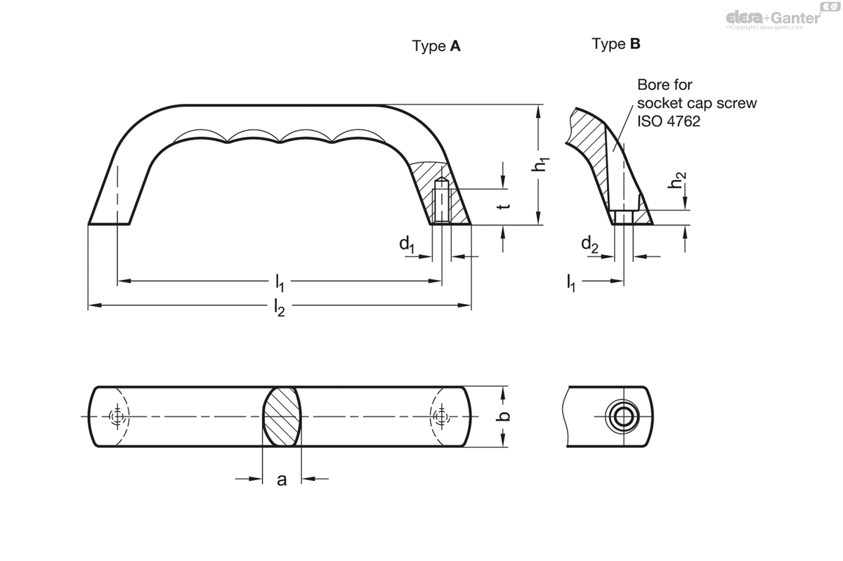 Mounting from the back (threaded blind bore)
