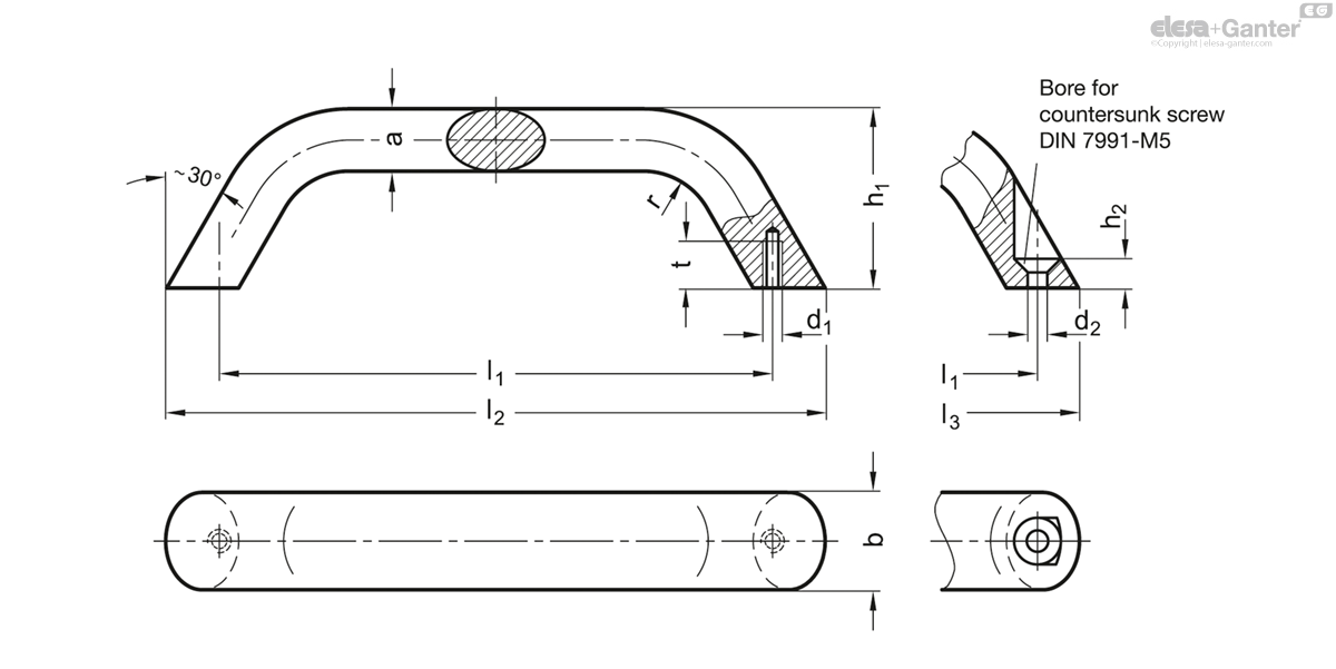 Mounting from the back (threaded blind bore)