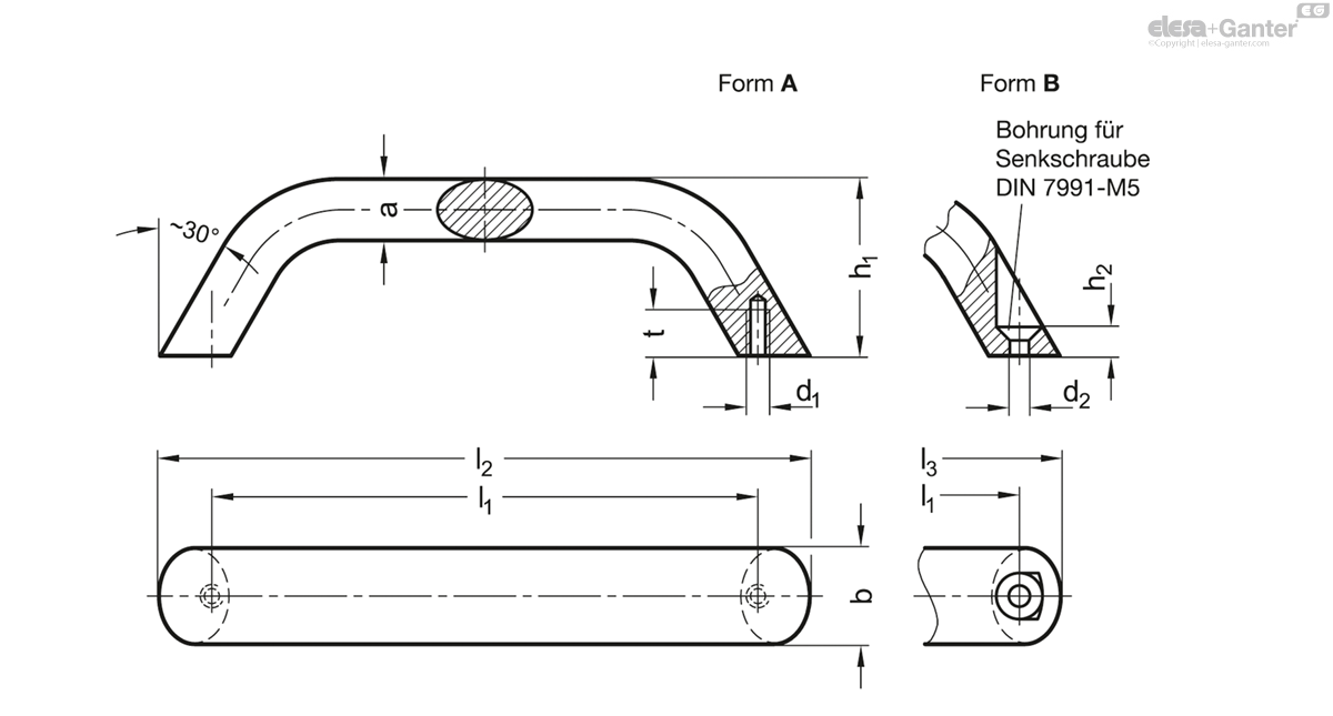 Mounting from the back (threaded blind bore)