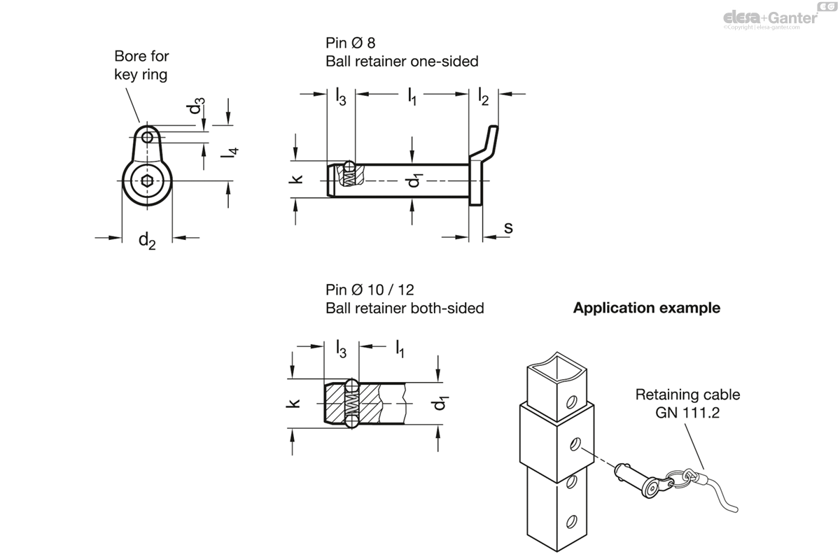 Broches de centrage à verrouillage axial inoxydable