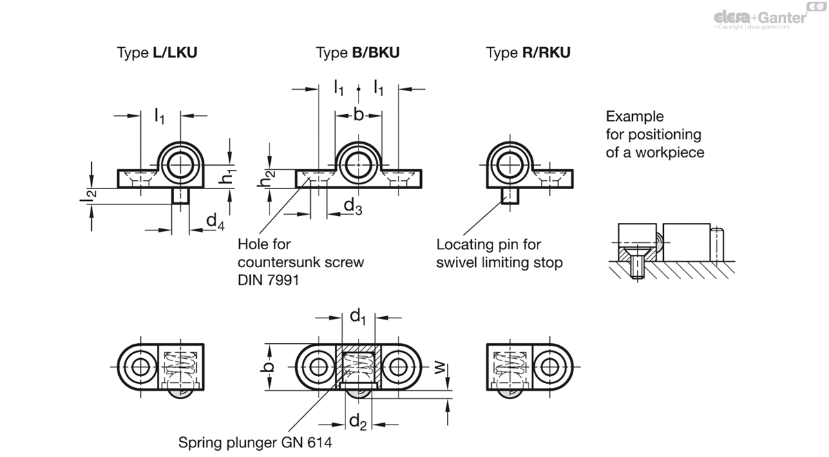 Holder for spring plungers / Side thrust pins