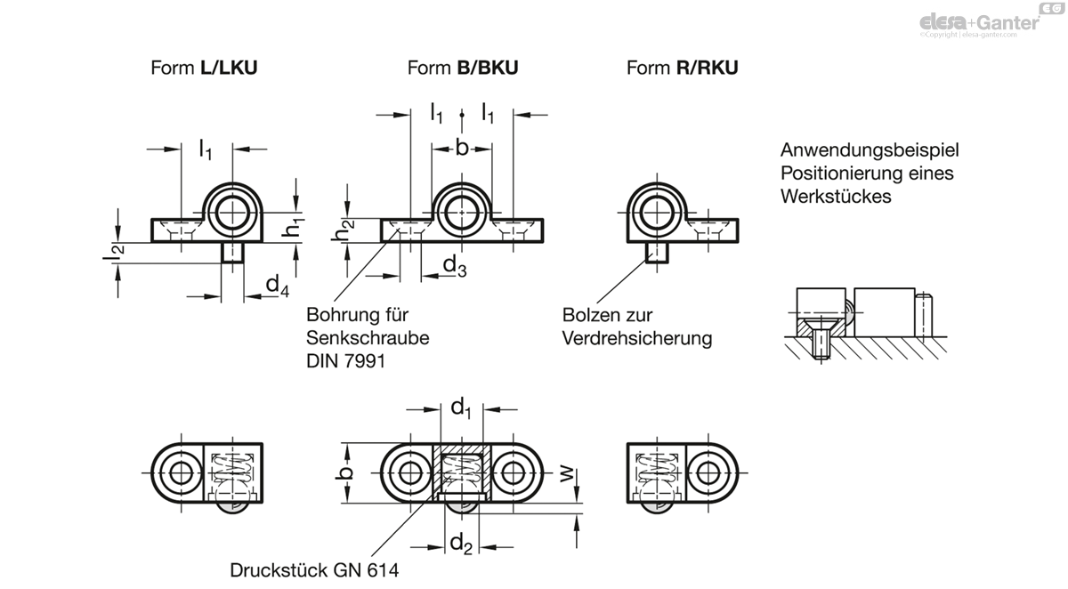 Seitendruckstücke / Druckstückhalter
