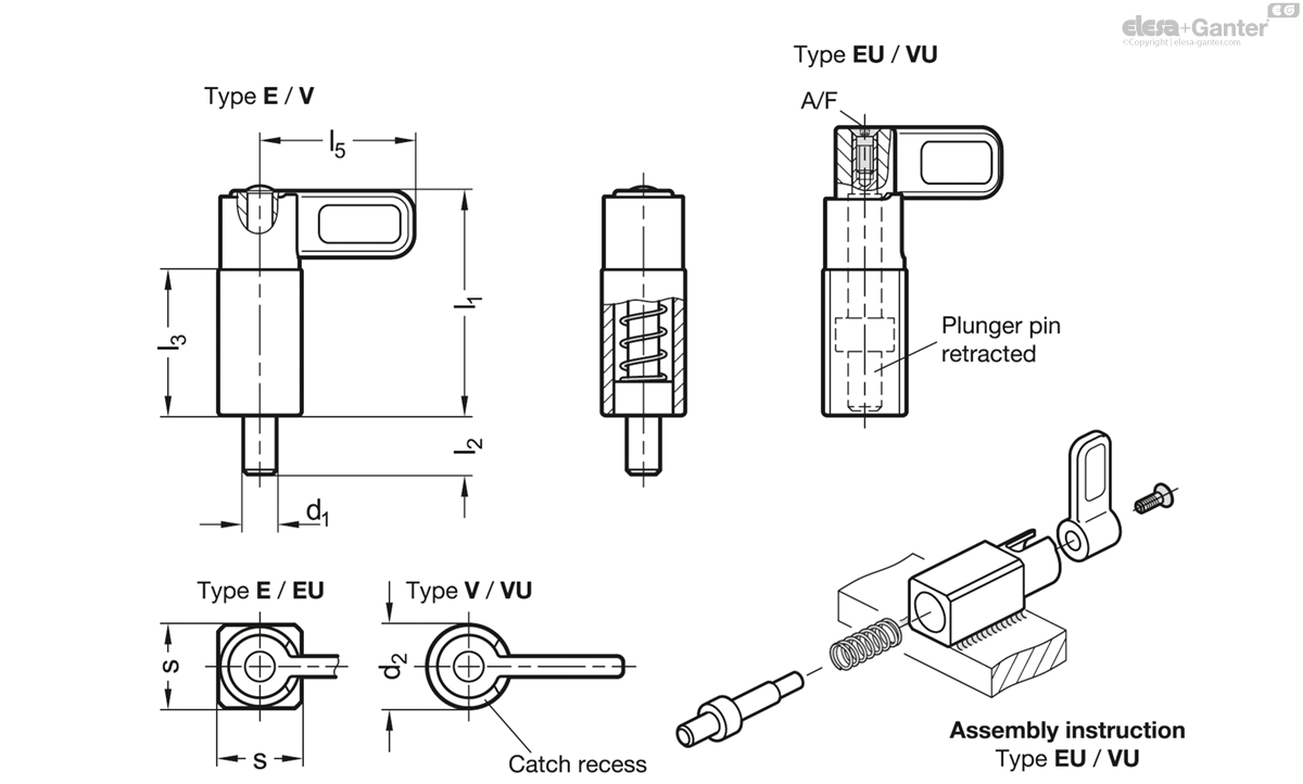 Acier, avec position de repos, avec loquet