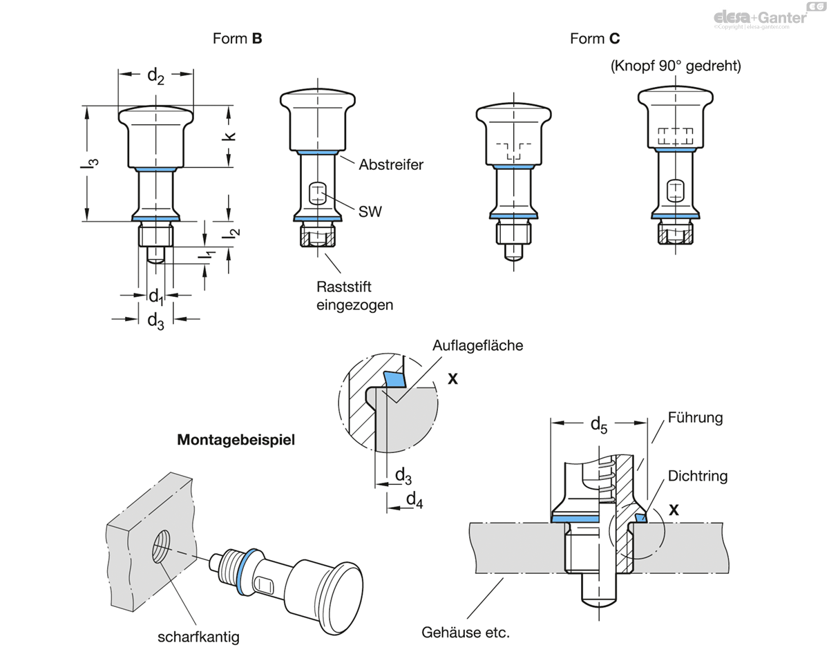 Knopfseite in Hygienic Design (Fronthygiene)