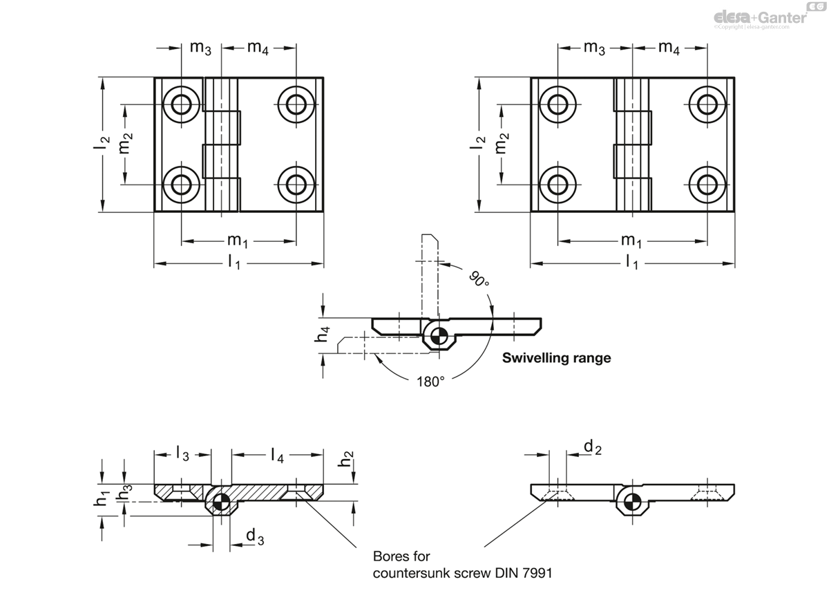 Stainless Steel-Hinges with extended hinge wings