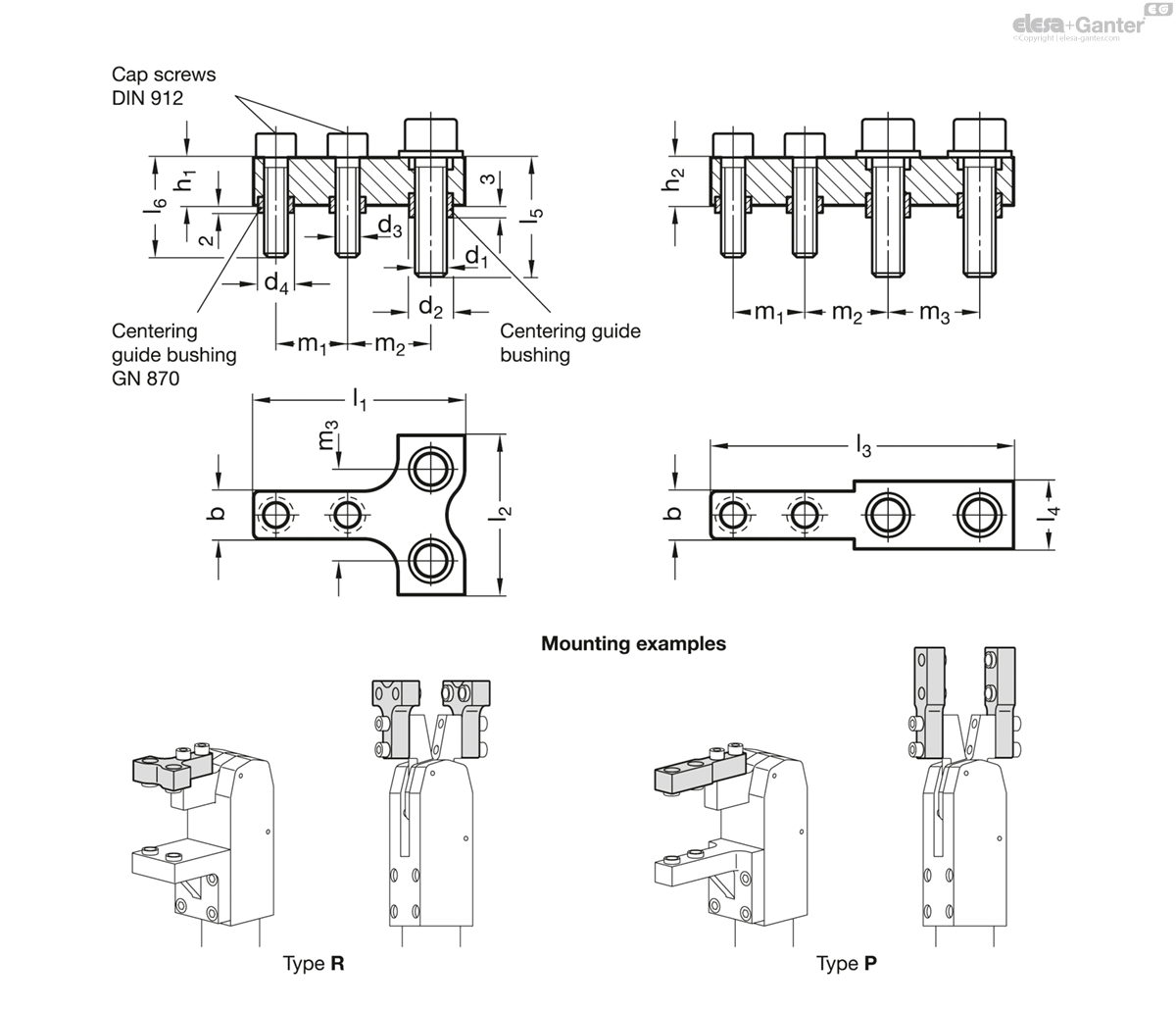 Clamping jaws at right angle to clamping arm