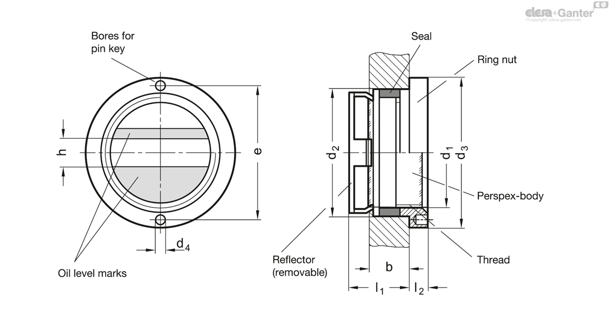 Oil level sight glasses