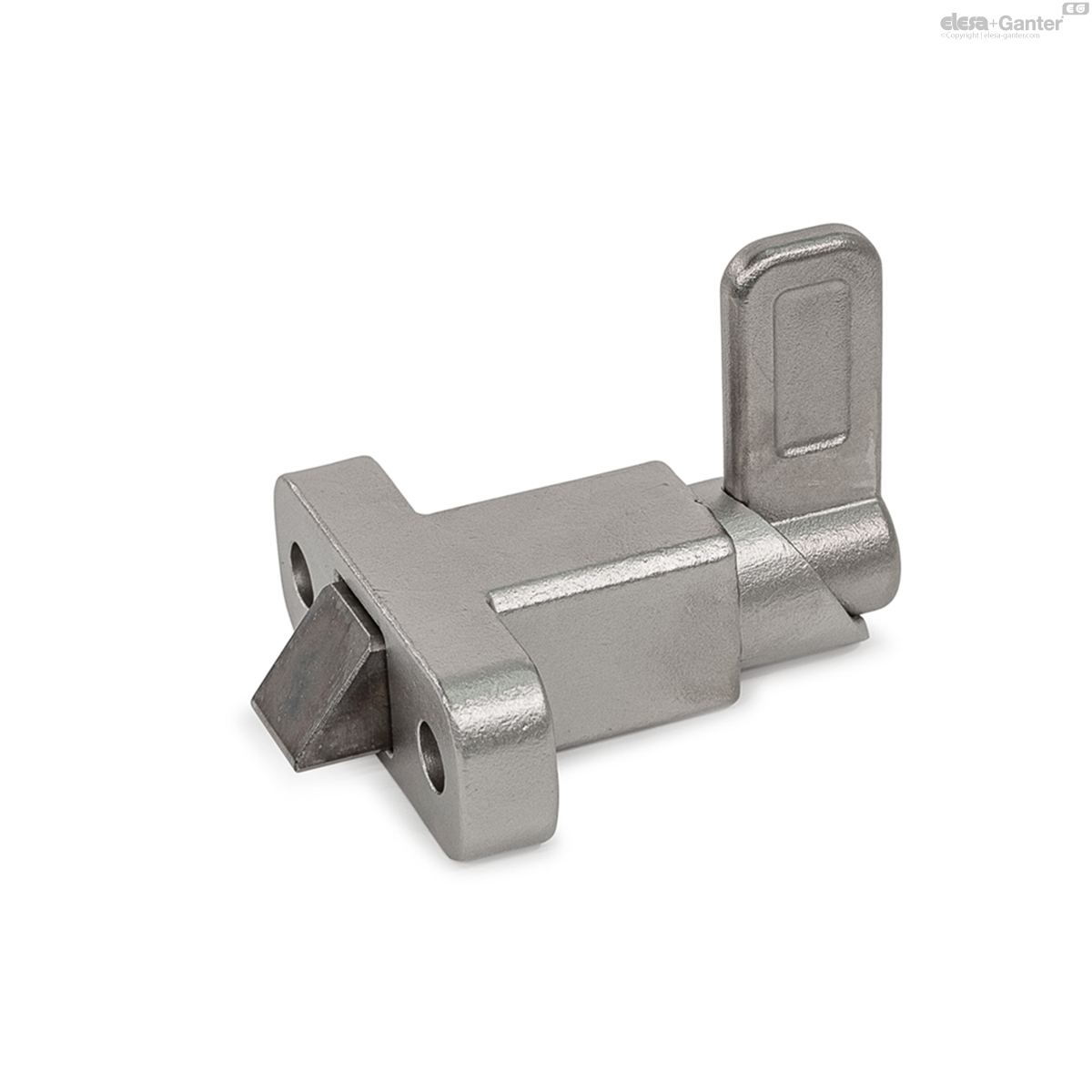 Stainless steel, latch arm position perpendicular to the flange, chamfer top