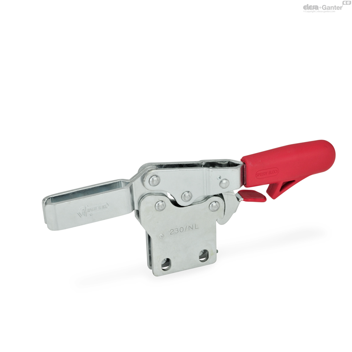 Steel, forked clamping arm, with two flanged washers