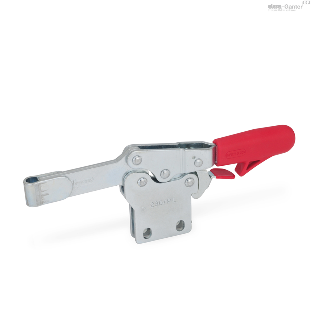 Steel, solid clamping arm, with clasp for welding