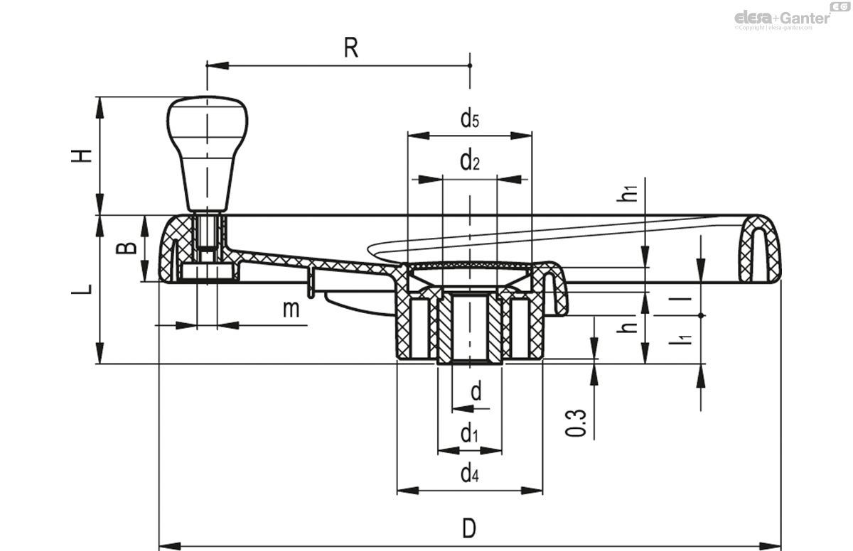 Revolving handle 'Soft touch'