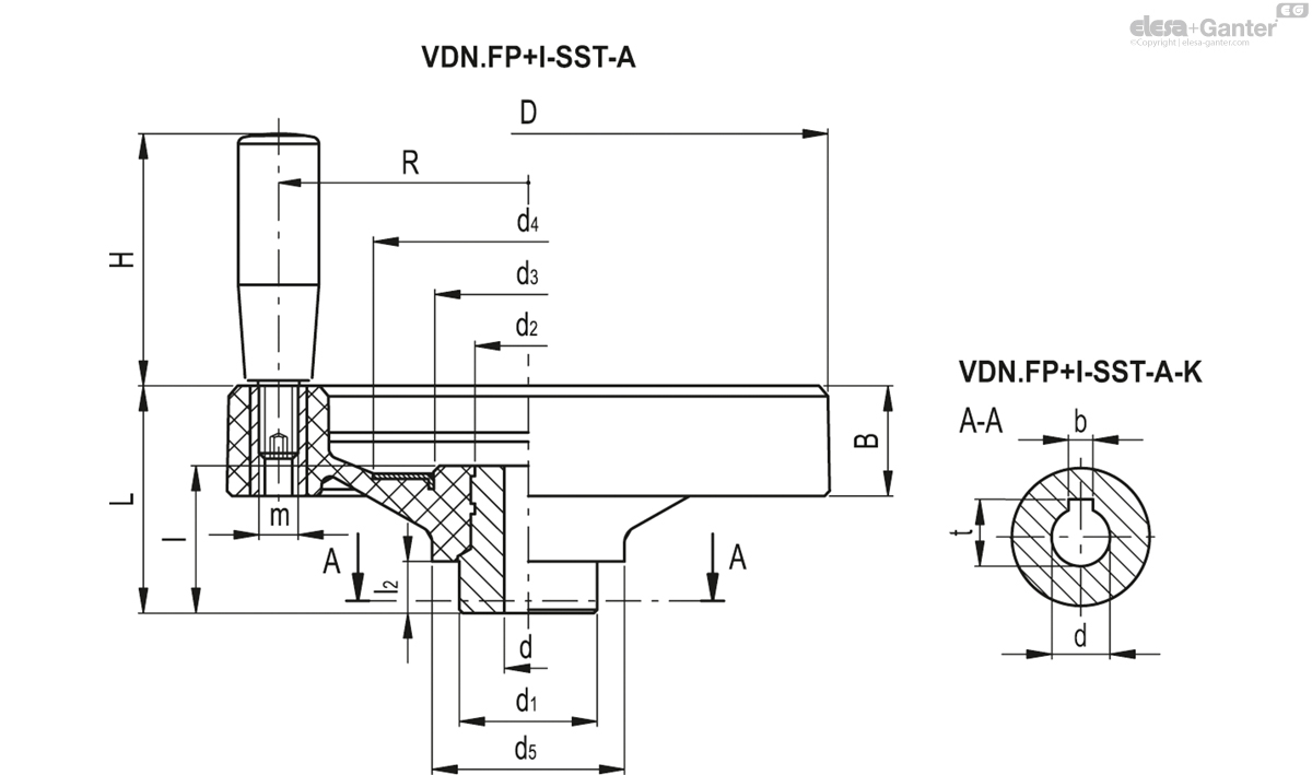 Revolving handle, drilled hub