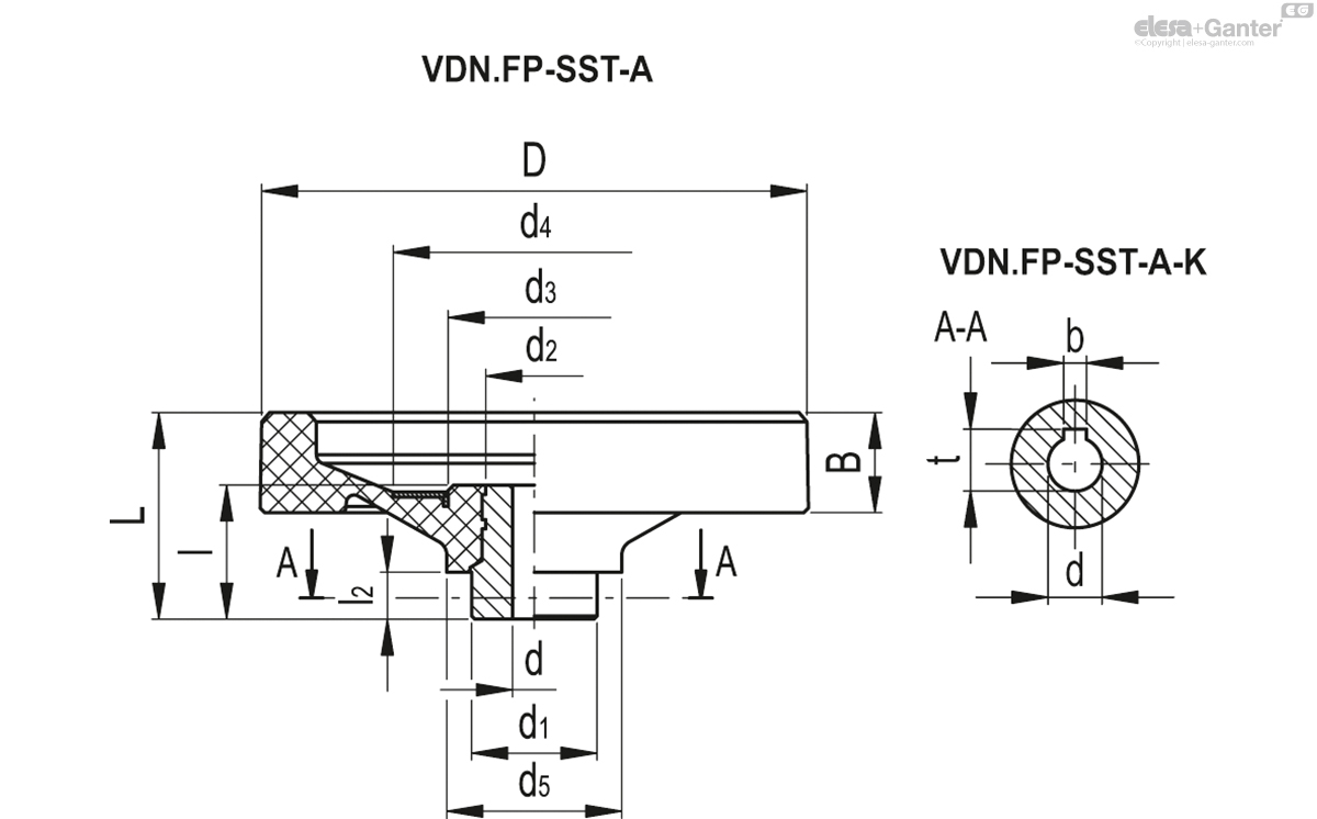Without handle, drilled hub