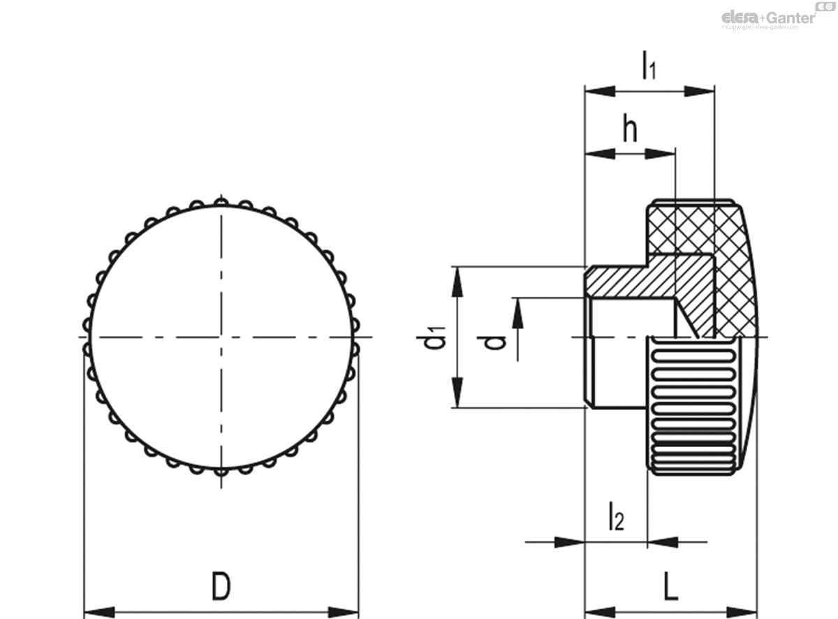 Knurled grip knobs