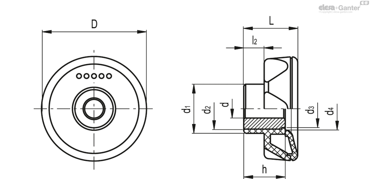 Black-oxide steel boss, plain pass-through hole