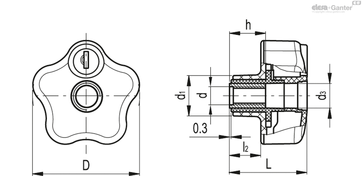 Stainless steel boss, threaded hole, without cap