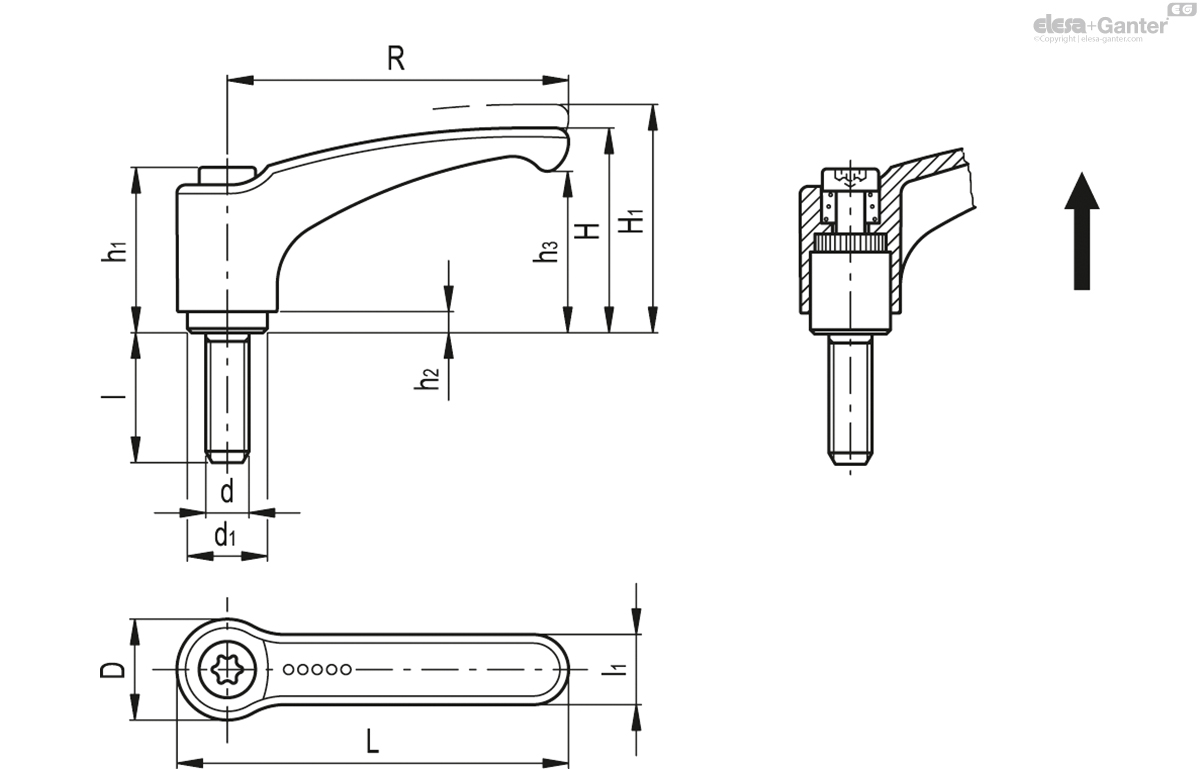 Black-oxide steel clamping element, threaded screw