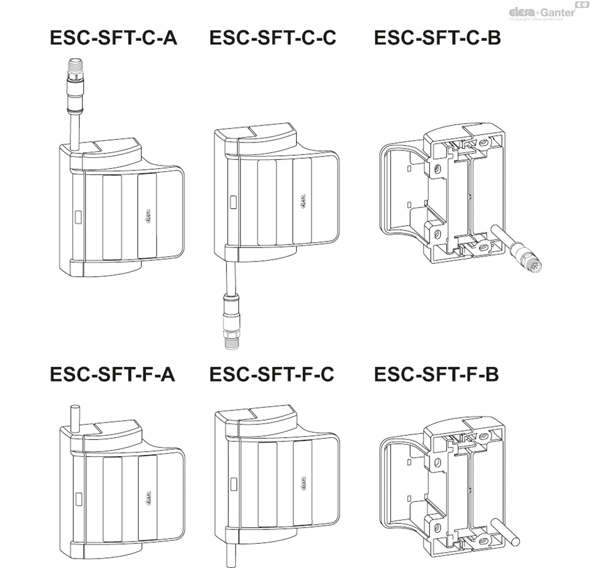 Cable length 2 or 5 metres, top axial output