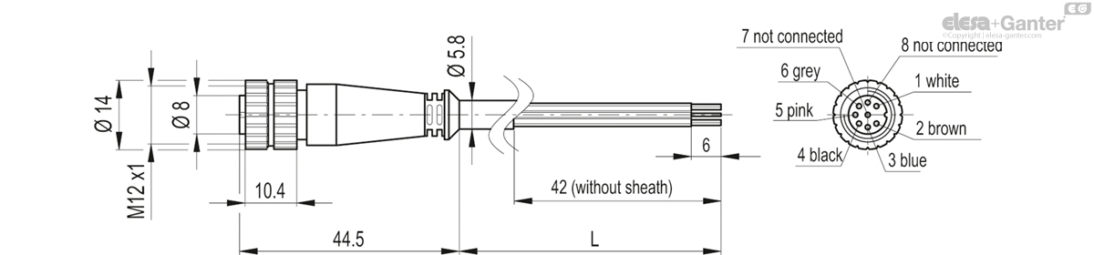 Connector cable M12x1