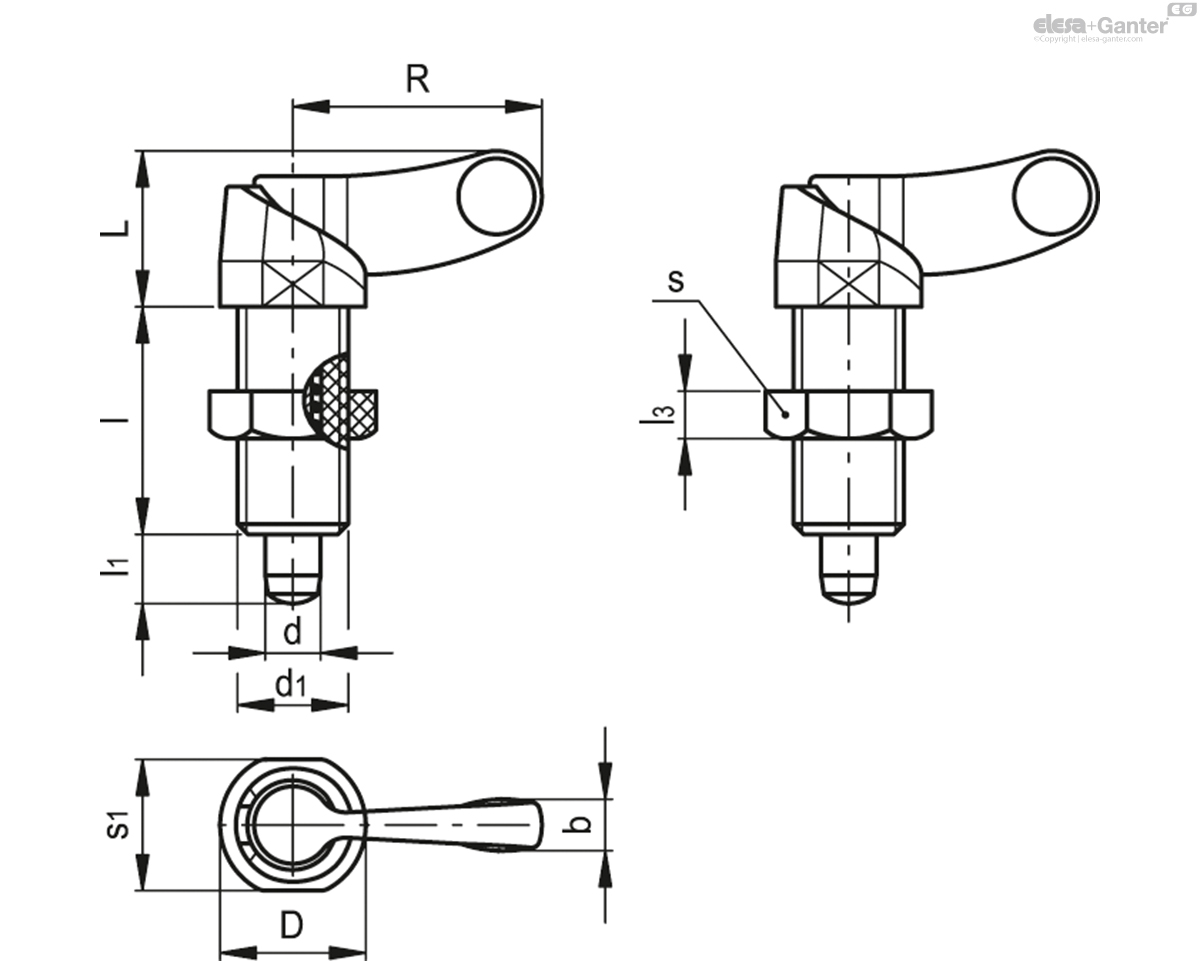 Piston en acier bruni, avec écrou de blocage