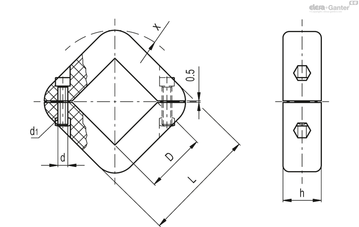 Dismountable split square set collars