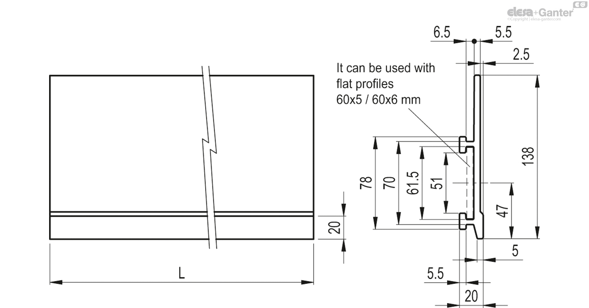 With ledge 20 mm