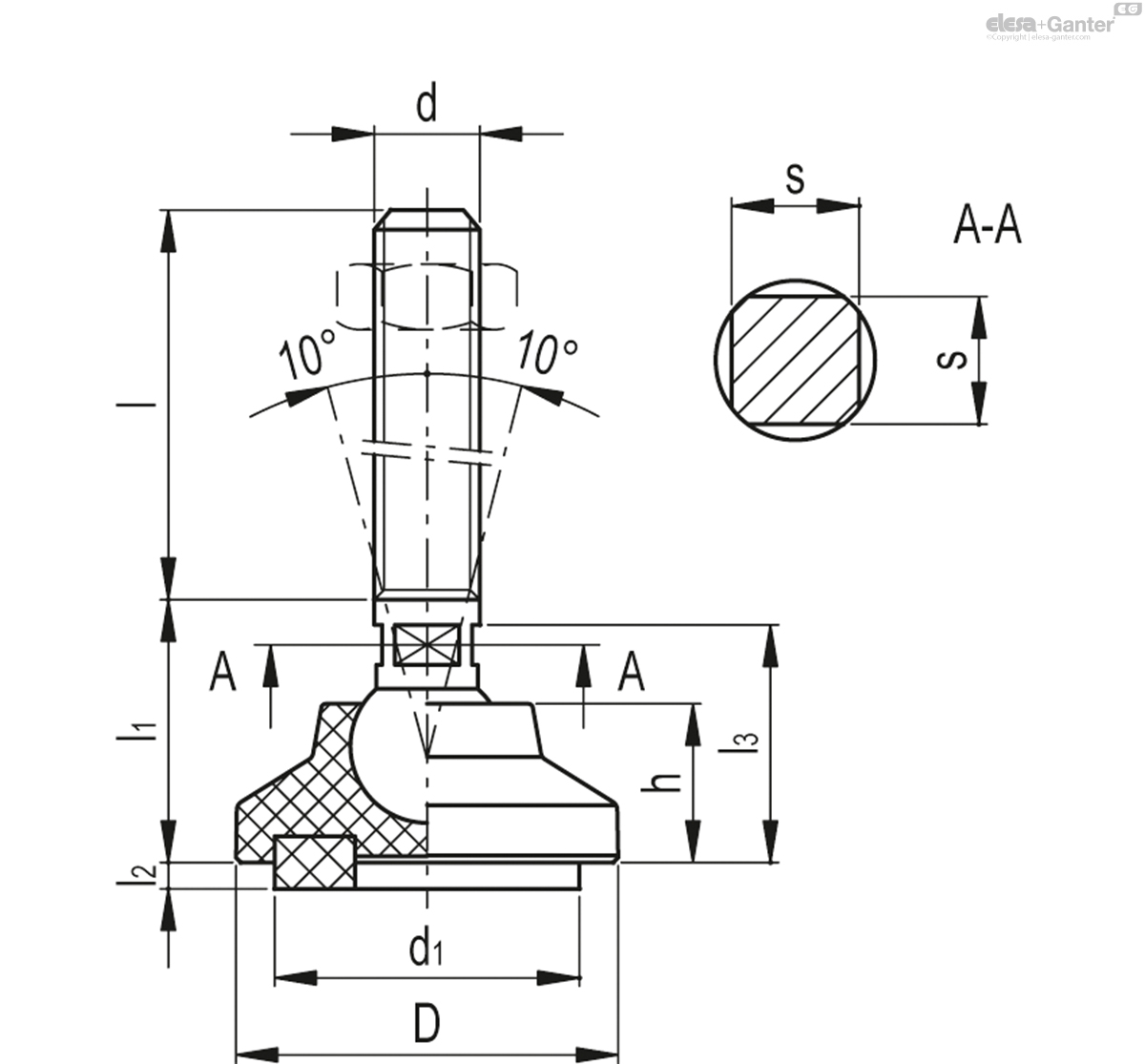 Vibration-damping levelling feet