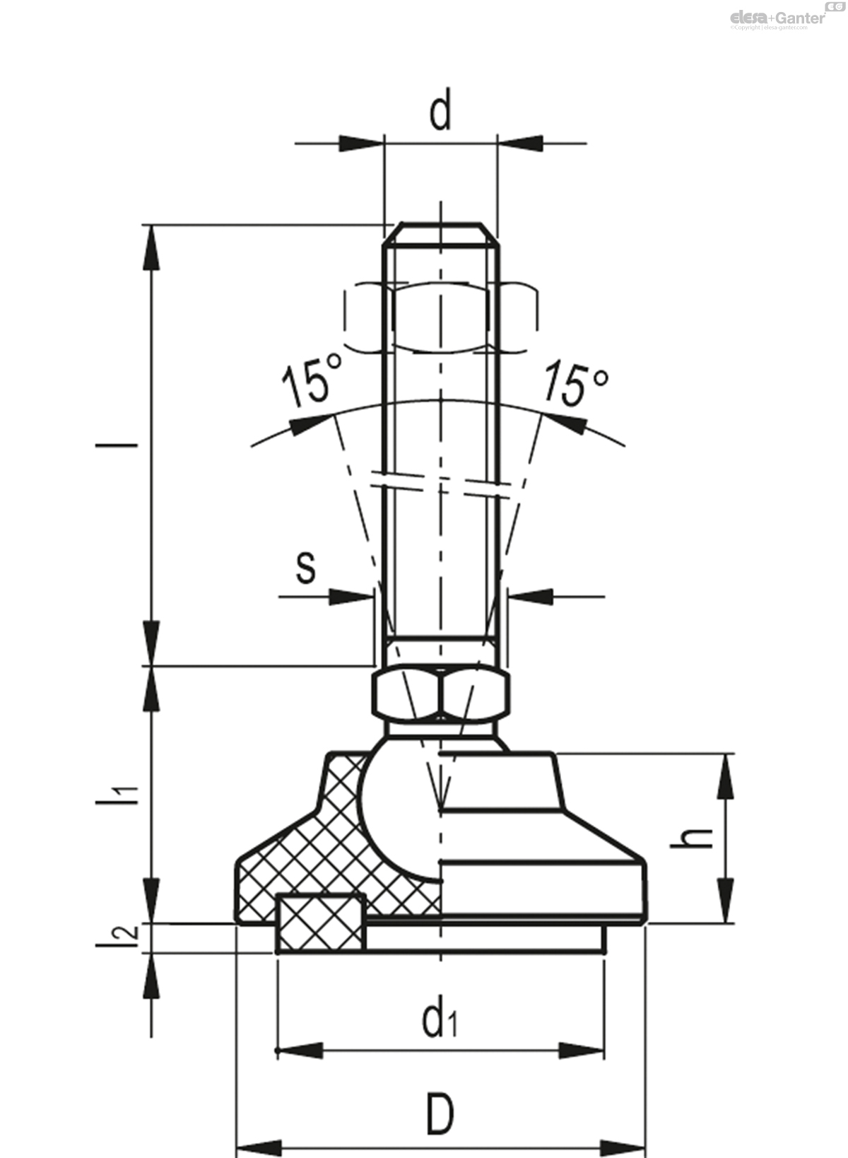 Vibration-damping levelling feet