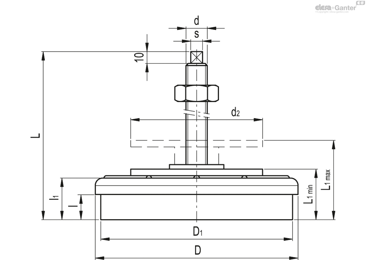 Vibration-damping levelling elements