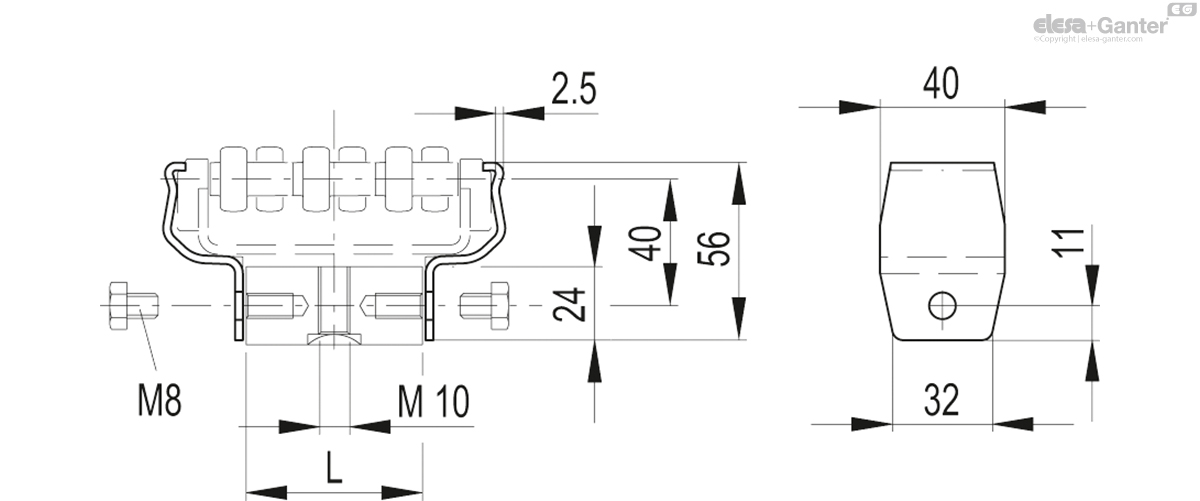 For three-track roller side guides