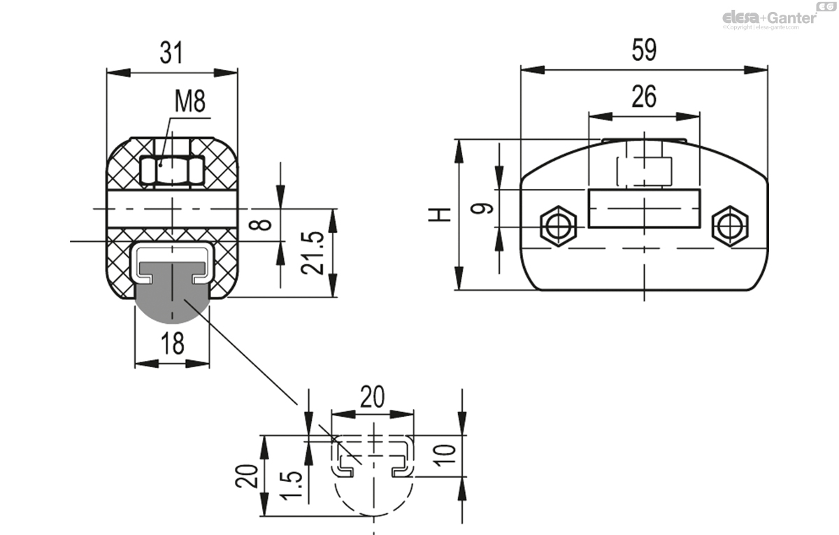 For rectangular guides