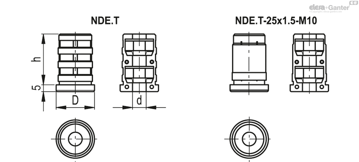 Einsteckbuchsen für Rundrohre