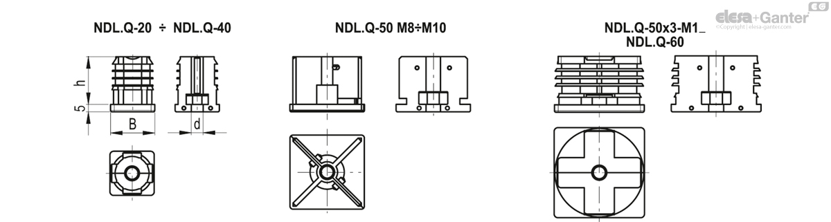 End-caps for square tubes