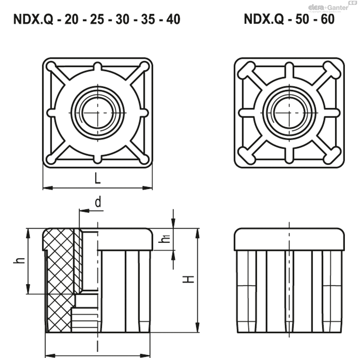 Embouts carrés pour tubes