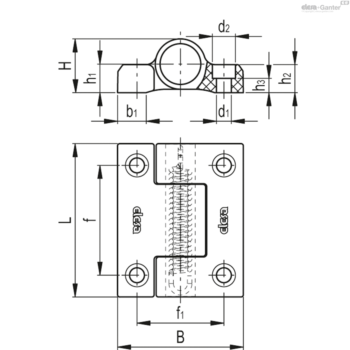 Complementary hinge, no return spring