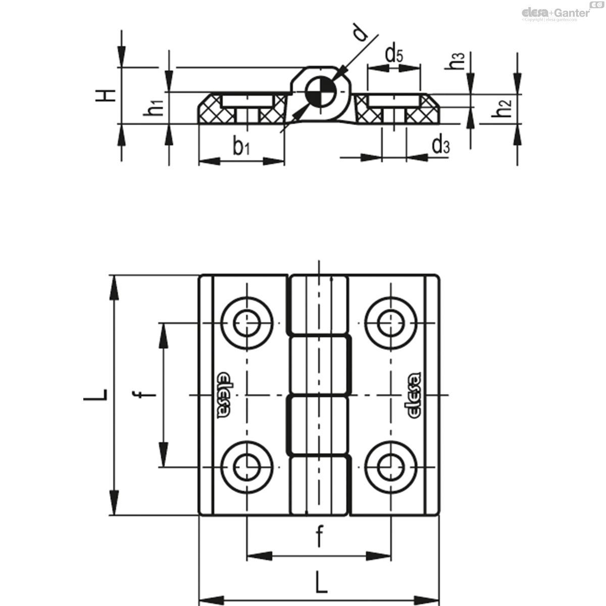 Holes for cylindrical-head screws