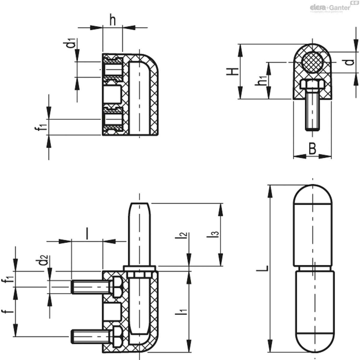 Gewindebuchsen Messing, vernickelt mit Gewinde-Sackloch